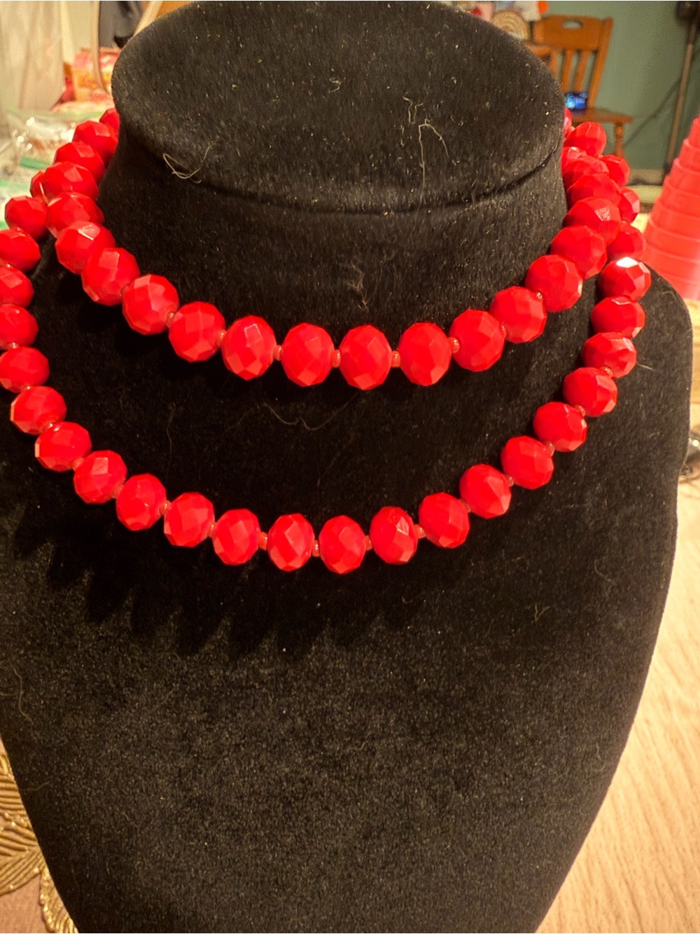 Bold Red Faceted Bead Necklace - Women Jewelry